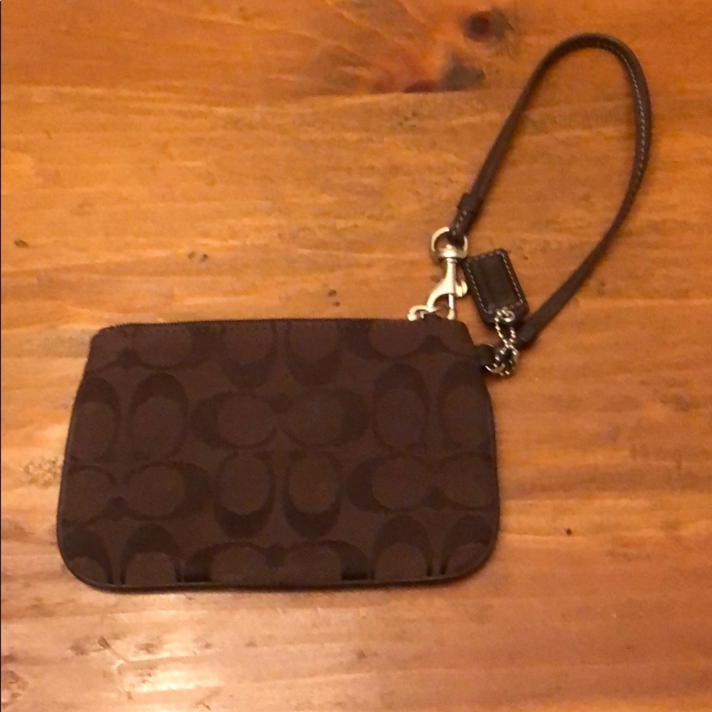 Chocolate Colored Coach Wristlet- Like New